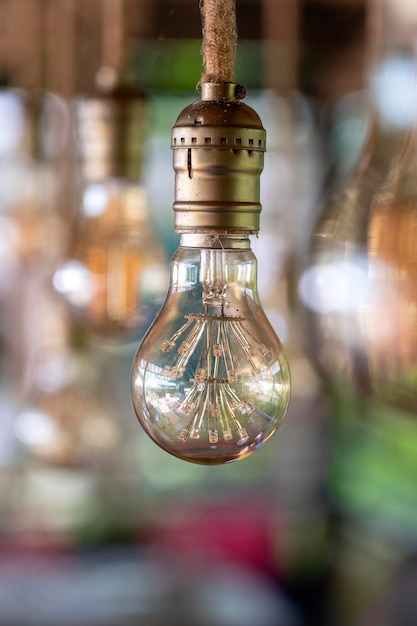 Decoratieve antieke edison-stijl gloeilampen vintage elektrische lamp close-up