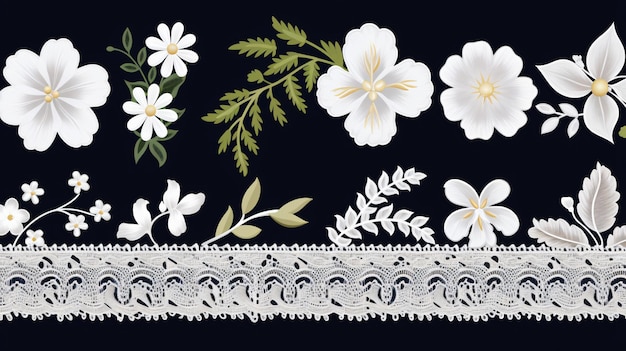 Foto decoratieve bloemen bloemen kant borduurwerk ontwerp vector