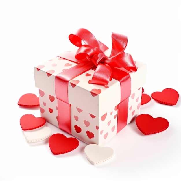 Decoratieve geschenkkist geïsoleerd op witte achtergrond Vakantie decoratie Valentijnsdag Moedersdag