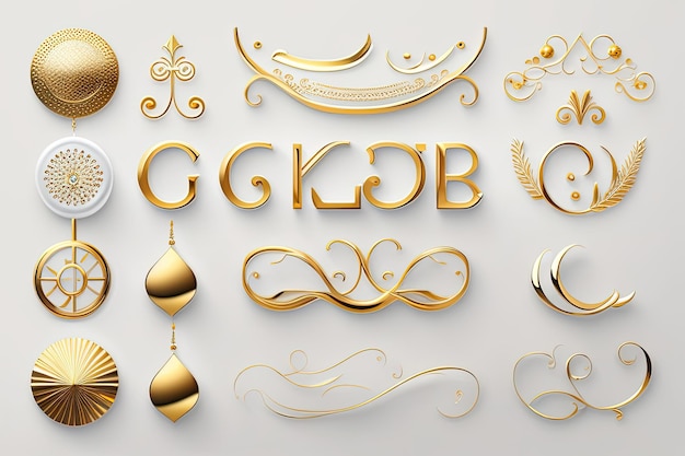 Decoratieve gouden ornamenten elementen ai gegenereerd