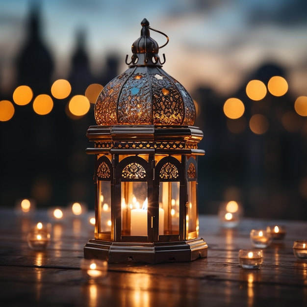 Decoratieve hangende lantaarns ramadan kareem happy eid festival lampen achtergrond