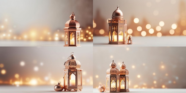 Decoratieve hangende lantaarns ramadan kareem happy eid festival lampen achtergrond