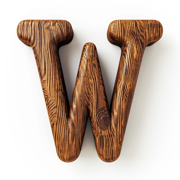 Decoratieve houten letter w op witte achtergrond