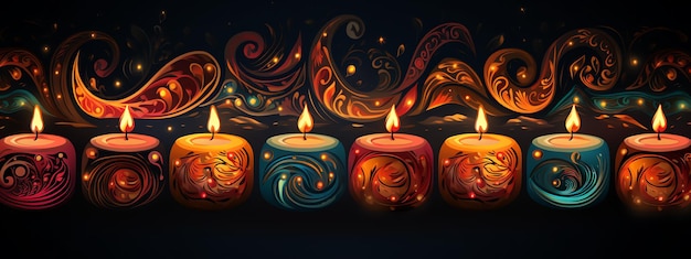 Decoratieve kaarsen diwali banner