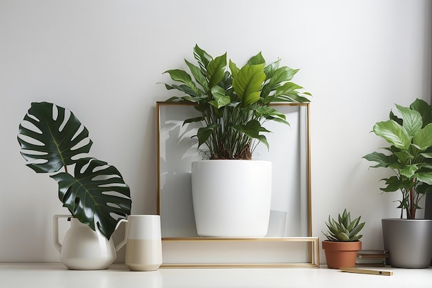 Decoratieve plant met leeg blanco frame