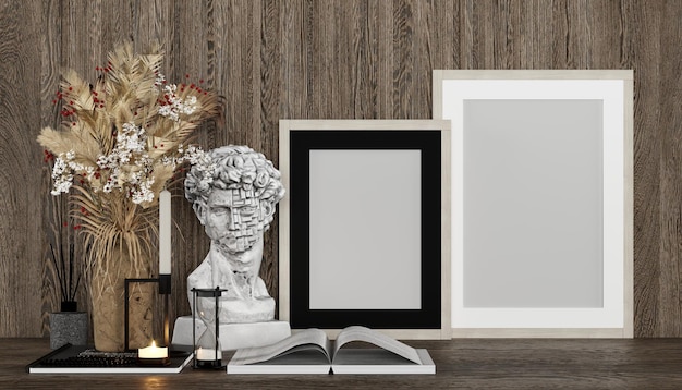 decoratieve set frame mock-up met sculptuur