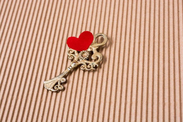 Foto decoratieve sleutel in retro stijl en hartvorm