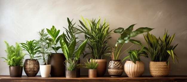 Decorating home with potted plants and fake wood