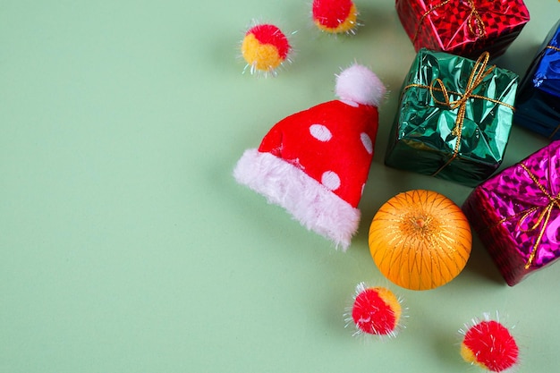 Decoration of christmas box taken from above