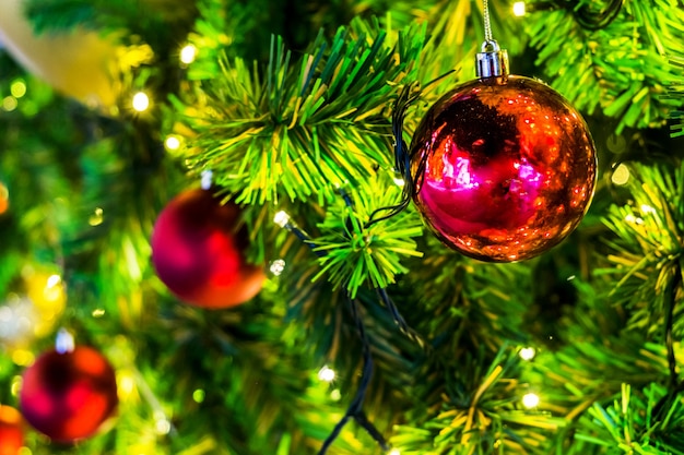 Decoration on Christmas day with red ball