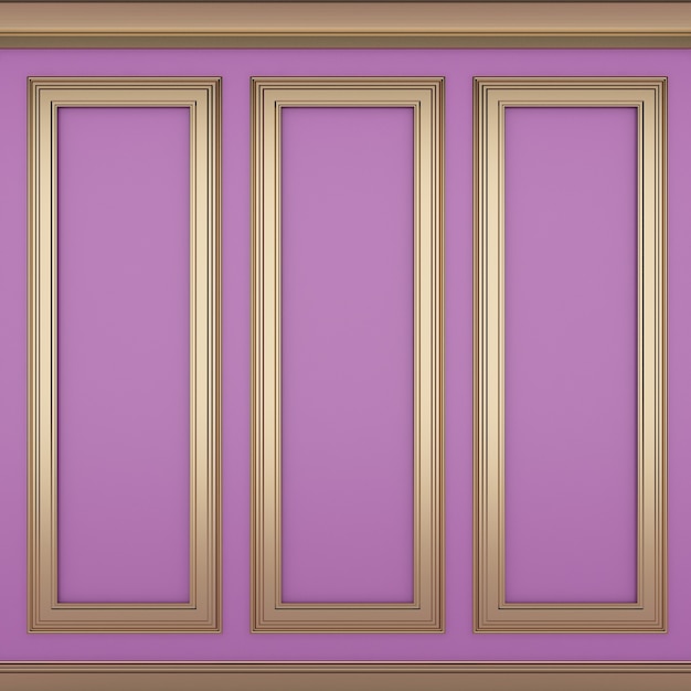Украшение классической розовой стены, 3d визуализация