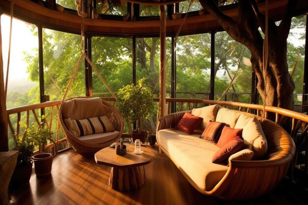 Decoration inside tree house minimalist style inspiration ideas