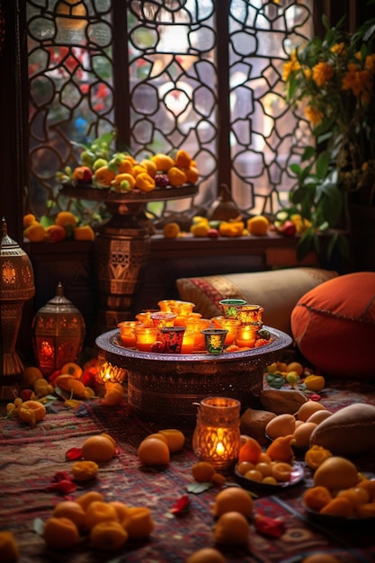 Photo the decoration and preparation of a home for ramadan