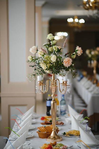 Decoration of the restaurant at the wedding banquet