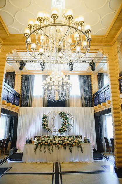 Decoration of the restaurant at the wedding banquet