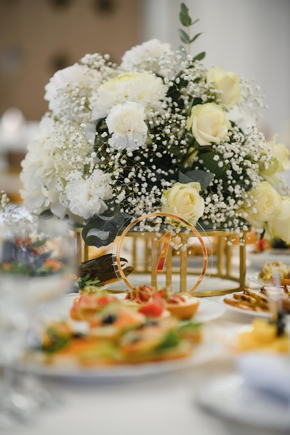 Decoration of the restaurant at the wedding banquet