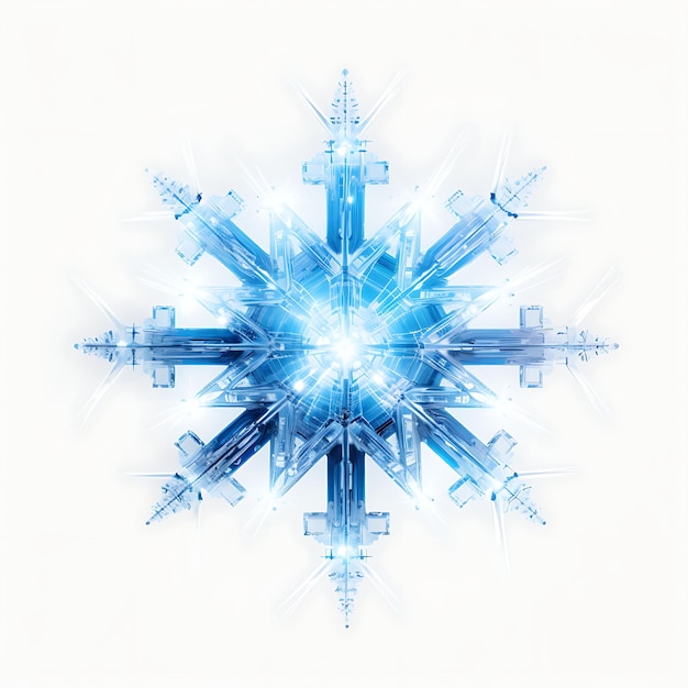 Photo decoration of snowflake laser lights light decoration blue snowflake proje isolated on white bg