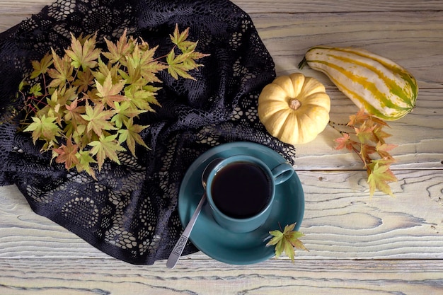 Decoration of a table for autumn holidays