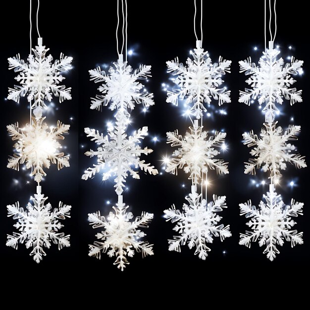 Decoration of window snowflake lights light decoration white snowflake sha isolated on white bg