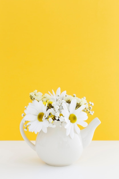 Decoration with white daisies in a vase