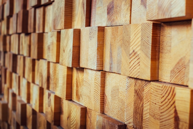 Decoration wooden blocks pattern, selective focus