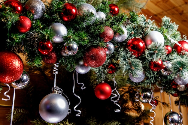 Decorations on a Christmas tree.