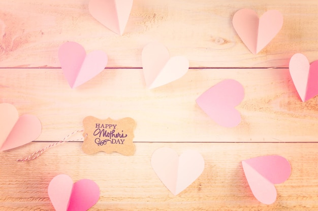 Decorations for Mother's Day on a  wood board.