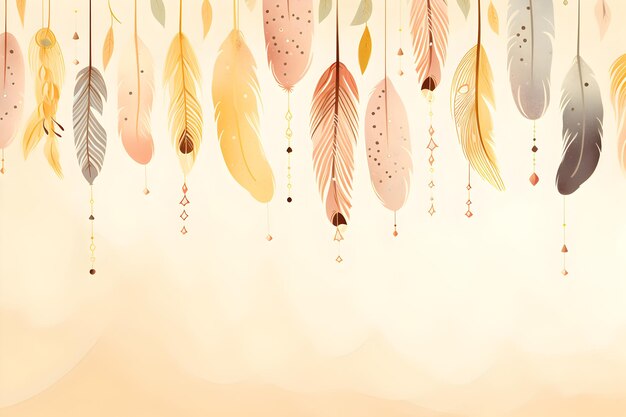 Decorative background with feathers hanging