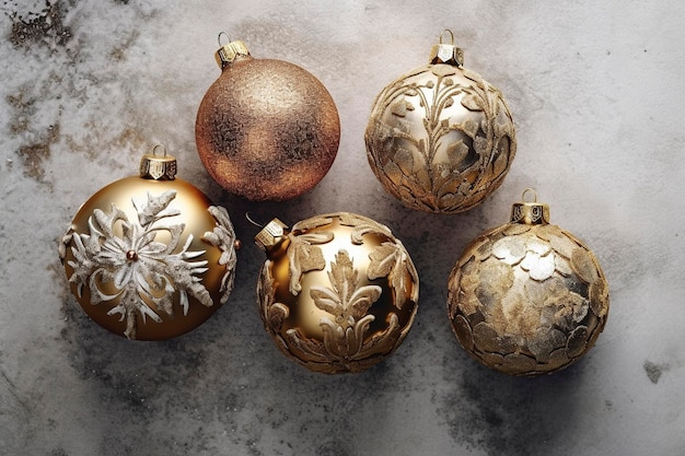 Decorative balls for Christmas golden and elegant Ai generated