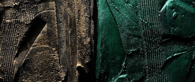 Декоративный фон из черного золота и зеленой шпаклевки Текстура стены с наполнительной пастой, нанесенной шпателем хаотические штрихи и штрихи поверх штукатурки Креативный дизайн каменный узор цемент xA