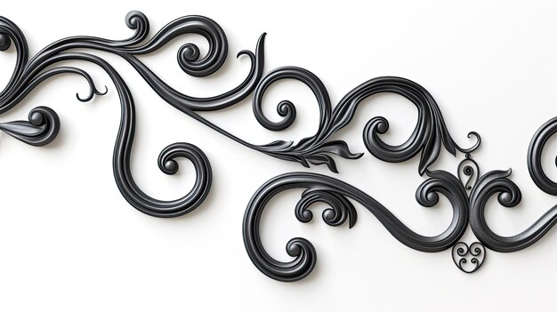 Photo a decorative black wrought iron flourish on a white background a striking visual focal point perfect for adding sophistication to any interior decor