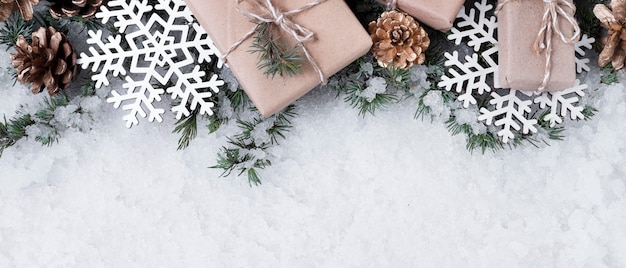 decorative christmas arrangement with copy space