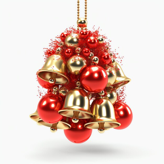 Photo decorative christmas ornament with christmas golden bells or jingle bells christmas decoration