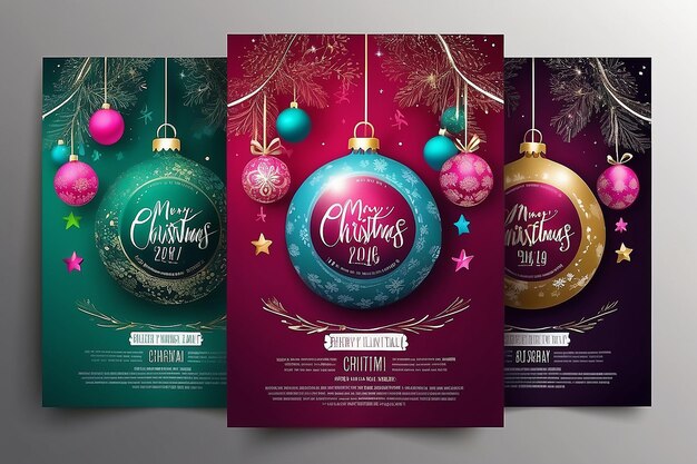 decorative christmas party flyer with creative xmas ball