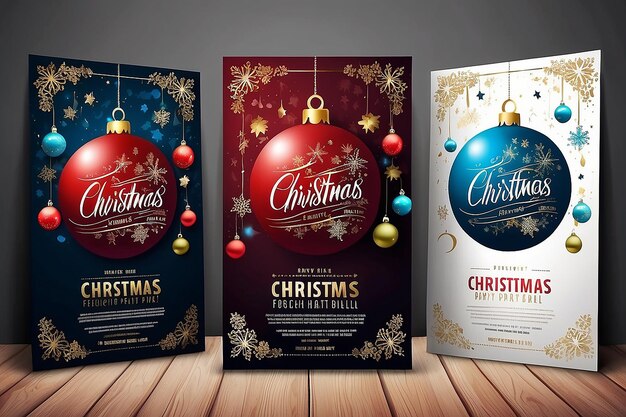 Photo decorative christmas party flyer with creative xmas ball