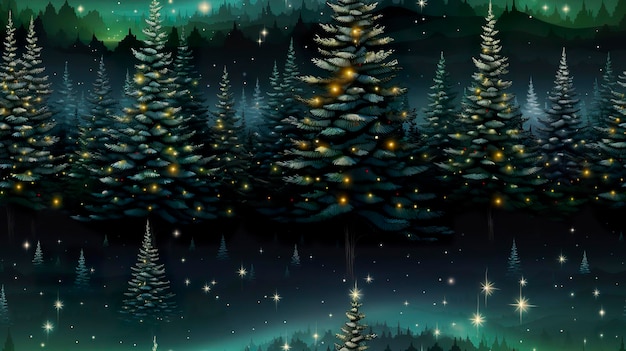 Декоративный рождественский фон сосновых деревьев