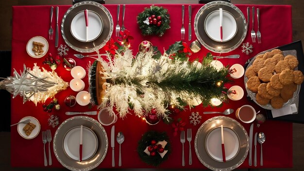 写真 装飾的なクリスマステーブル