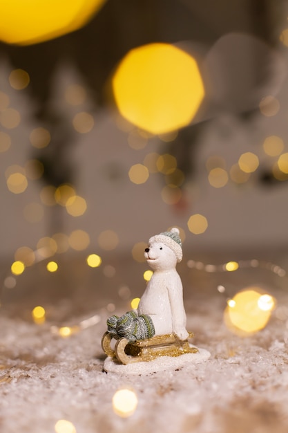 Decorative Christmas-themed figurines. 