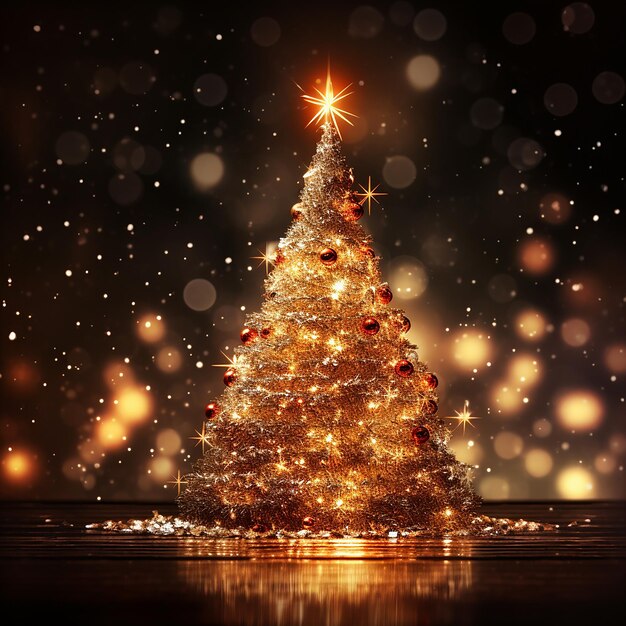 Photo decorative christmas tree with shiny background