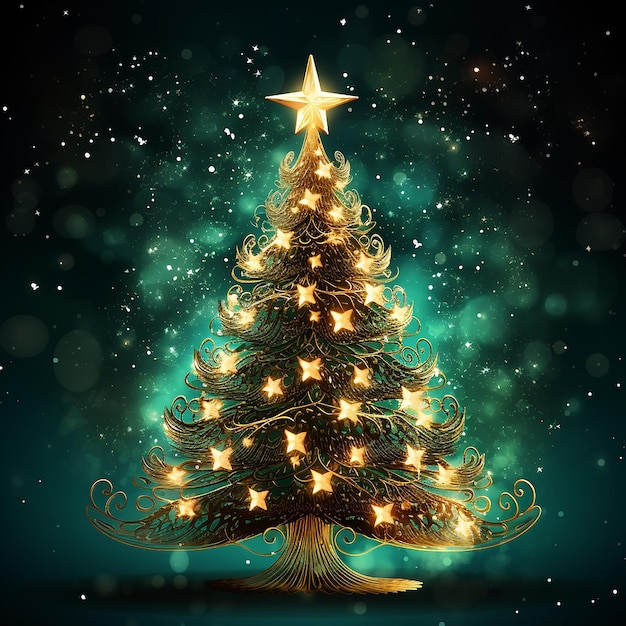 Photo decorative christmas tree with shiny background