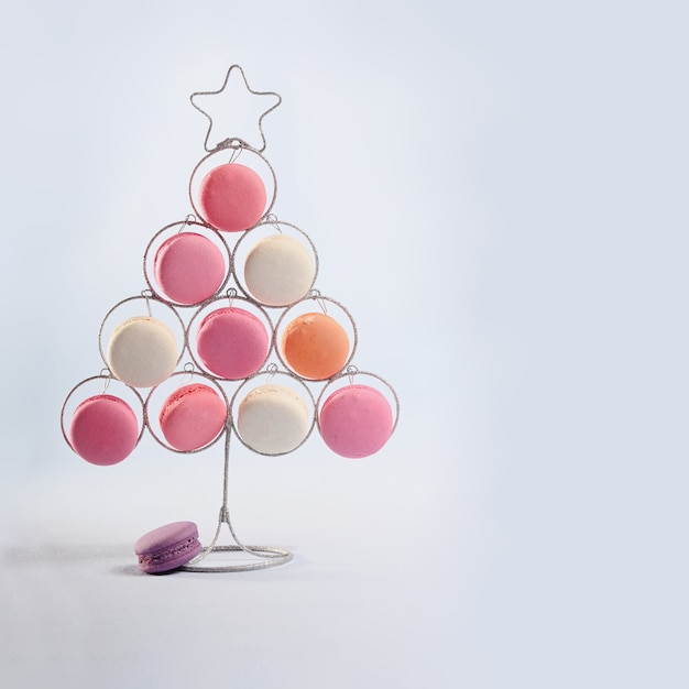 Decorative Christmas tree with sweet macaroons