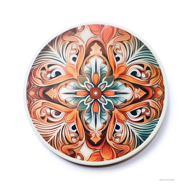 Decorative Coaster on white Background AI