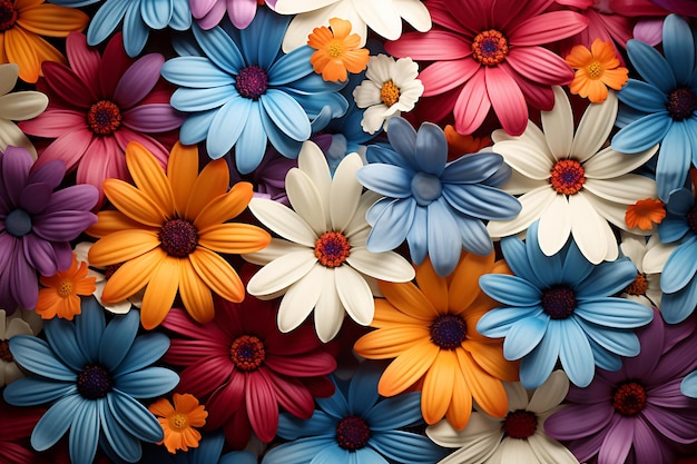 Decorative colorful daisy flowers on a background