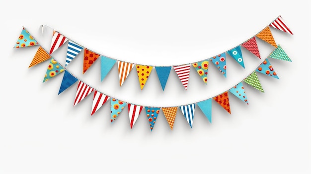 Photo decorative colorful pennants for birthday celebration transparent png background generative ai