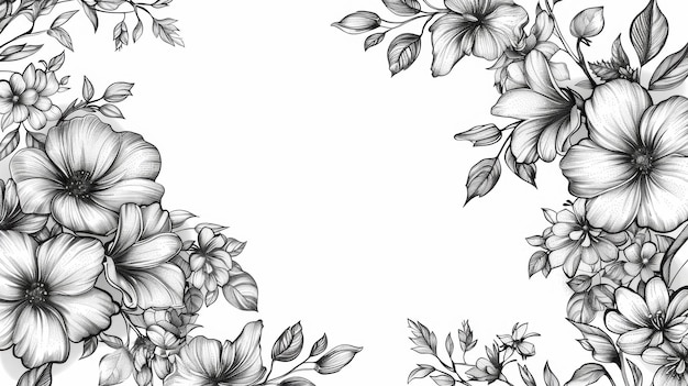 Decorative Corner Elements Floral Sketch Design