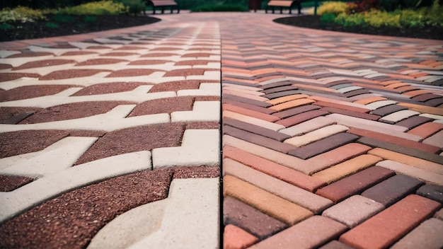 Decorative creating of pavement with block paving brick paving