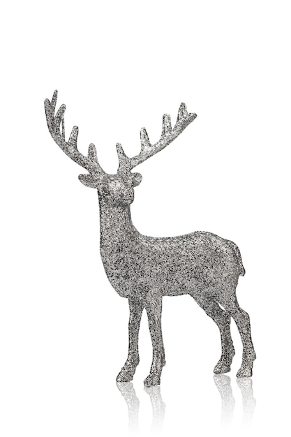 decorative deer figurine in sequins, christmas decoration, isolated