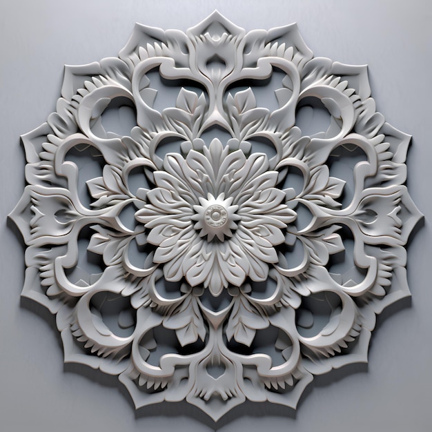 A decorative design with a flower on it