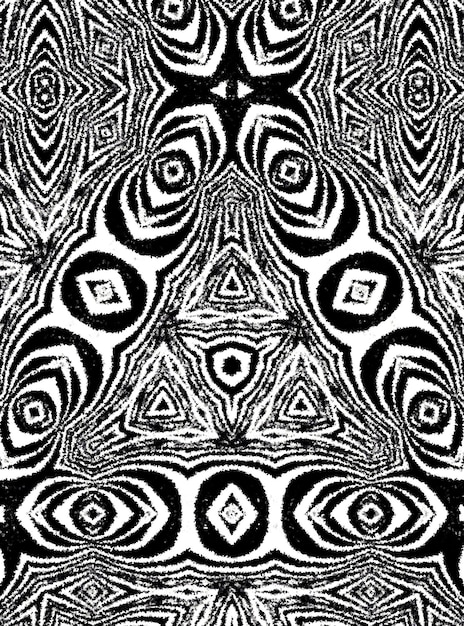 A decorative digital kaleidoscope pattern monochrome