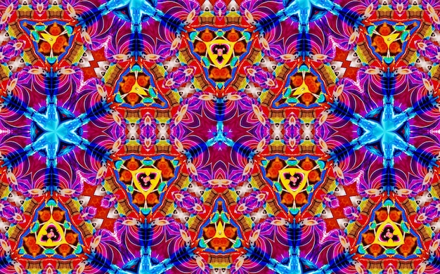 A decorative digital kaleidoscope pattern